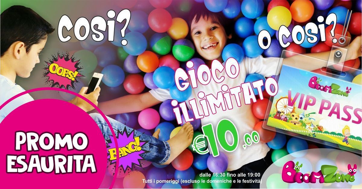 Promozione parco divertimenti Palermo Boom Zone: VIP PASS - GIOCO ILLIMITATO €10,00