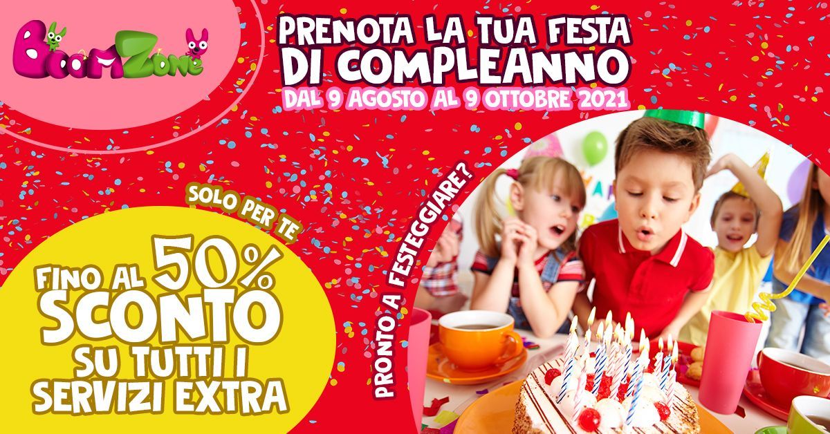Promozione parco divertimenti Palermo Boom Zone: ARRIVANO I SALDI: sconto FINO al 50% su tutti i servizi extra per la tua festa di compleanno!