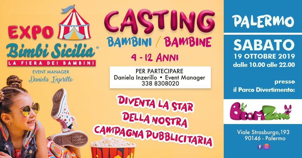 Expo Bimibi Siclia Casting bambini e bambine presso BoomZone