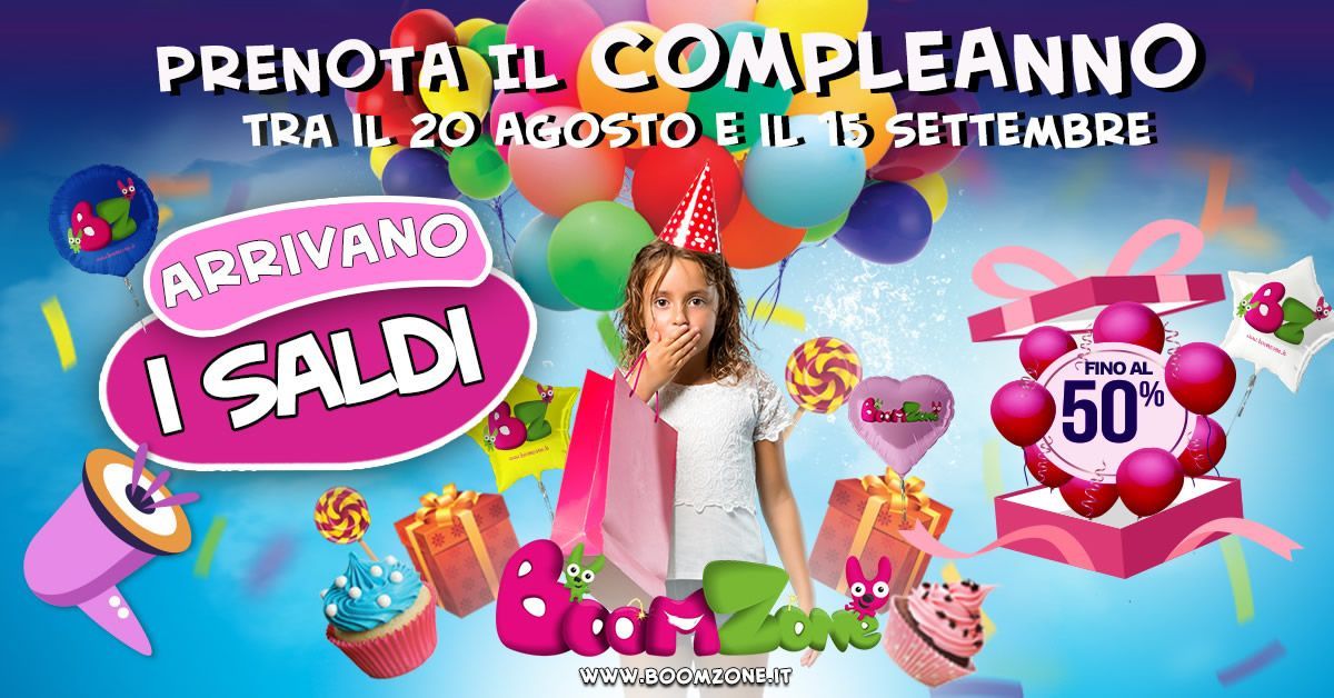 Promozione parco divertimenti Palermo Boom Zone: ARRIVANO I SALDI: sconto FINO al 50% sulle feste di compleanno!