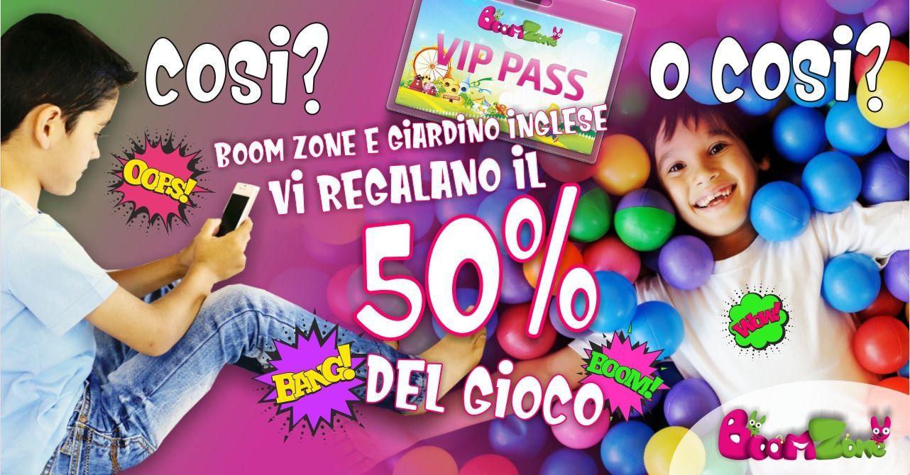 Promozione parco divertimenti Palermo Boom Zone: Vip Pass sconto del 50%